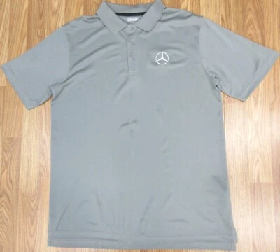 MERCEDEZ-BENZ POLO SHIRT EDWARDS POLYESTER GRAY & WHITE LARGE, L - Image 1 of 4
