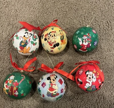 VTG Set 6 Disney Ball Ornaments- Mickey, Minnie, Donald, Goofy, Pluto & All- EUC - Image 1 of 4