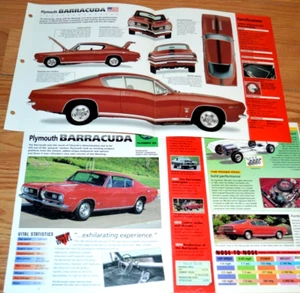 Póster Plymouth Barracuda 1967 información especificaciones folleto original impresión 67 Mopar Cuda - Imagen 1 de 1
