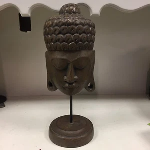 Thai Buddha Head On Stand Asian Oriental Home Decor Statue Meditation Room  - Picture 1 of 6