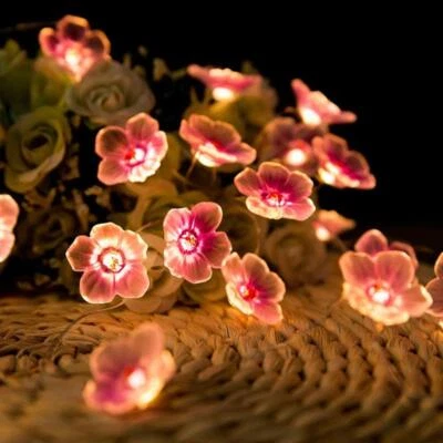 Cherry Blossoms Lighting Strings Waterproof LED Flower String Lights Decor AC - Image 1 of 4