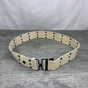J. Crew Belt Womens Ivory White Cotton Brass Buckle 39" long Adjustable - Picture 1 of 12