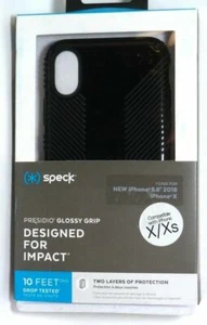 Speck - Custodia Presidio GLOSSY GRIP per Apple iPhone X e XS - Nera - Foto 1 di 3