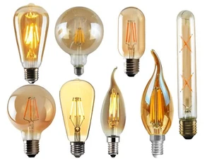 E14 E27 LED Glühbirnen Retro Warm Bernstein Filament 240V Vintage Edison Glühbirne - Bild 1 von 88
