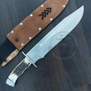 Coltello Bowie Tang Bowie Corno Da Palermo 17,5" Personalizzato Forgiato a Mano Sopravvivenza | Coltello da Caccia - Foto 1 di 7