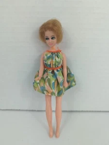 1970 Topper Dawn Doll short hair strawberry blonde with dress 6.5" vintage - Picture 1 of 11