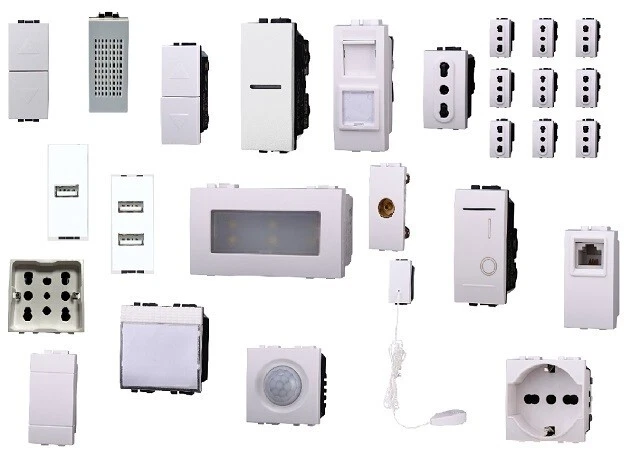 Serie Civile Frutti Prese Deviatore Bianco, Compatibile con Bticino Living Light