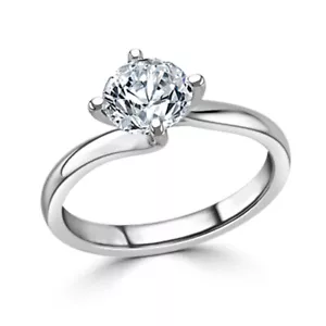 2.00 Ct Round Cut Simulated Diamond Wedding Ring 14K Real White Gold Size 6 7 - Picture 1 of 7