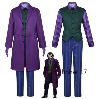 Batman The Dark Knight Joker Cosplay Costume Heath Ledger Halloween Perform Gift - Image 1 of 4
