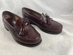 GH Bass Weejuns Leather Loafers Slip Ons Shoes Wine Burgundy Tassels Size 7.5 M - Picture 1 of 8