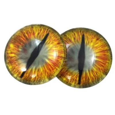 Par de cabujones dorados y verde azulado ojos de cristal de dragón joyería muñecas espalda plana Foto 1 de 4