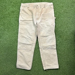 Vintage creme hellbraun 70er/80er Carhartt Doppelknie Arbeitshose Scovill Reißverschluss 42x31 - Bild 1 von 19