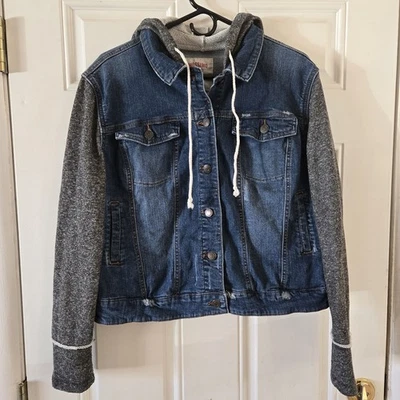 Mossimo Supply Co Denim Jean Chaqueta Sudadera con Capucha XXL Azul Gris Tejido Mangas Informal Foto 1 de 4