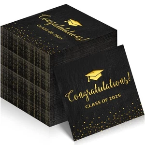 100Pcs Class of 2025 Graduation Napkins Disposable Congratulation Grad Paper ... - Picture 1 of 8