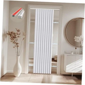 Accordian Door Curtain,Install Adhesive Track 100% Blackout Doorway - Picture 1 of 7