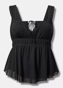 NWT Torrid Stretch Mesh Scoop Neck Curve Hem Babydoll Tank (2X) Plus Size - Picture 1 of 9