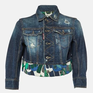 DSquared2 Blue Distressed Denim Cropped Jacket M - Picture 1 of 6