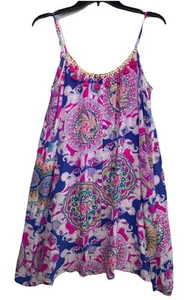 Abito Lilly Pulitzer 100% seta Rooney con nappa Play That Trunky Music Medium - Foto 1 di 12