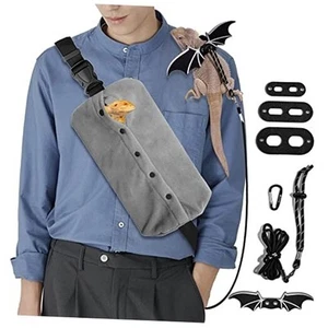 Adjustable Lizard Leather Leash Harness and Bearded Dragon Carrier Sling, - Picture 1 of 7