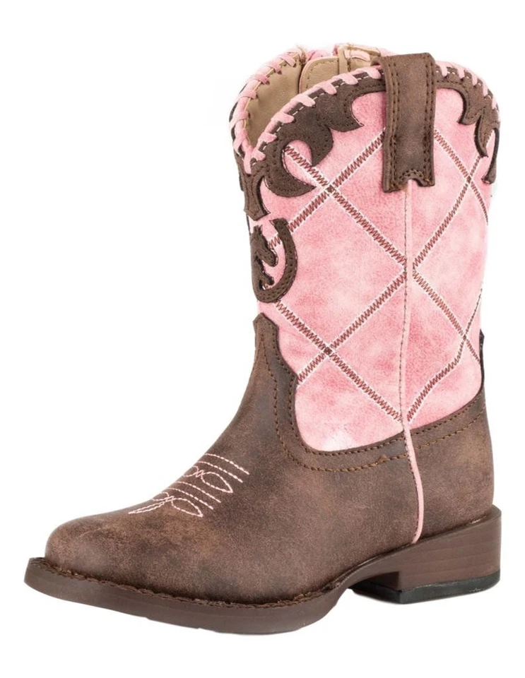 Bota Roper Western menina rendada quadrada 7 infantil rosa 09-017-1902-2000 PI - Imagem 1 de 1
