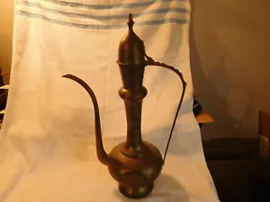 VINTAGE 20,5", 24" AFTABA GEÄTZTES MESSINGEHER, TEE, WEIN, FLÜSSIGKEITSGEFÄSS. - Bild 1 von 10