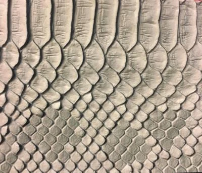 SHIPS FOLDED SNAKE SKIN SCALE 3D Texture Faux Leather Upholstery Vinyl Fabric  - Image 1 of 4