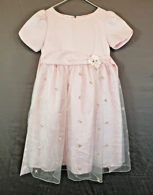 Vestido Victoriano Vintage Rosa Cottage Rosa Satén Corpiño Floral Niña Talla 6 Foto 1 de 4