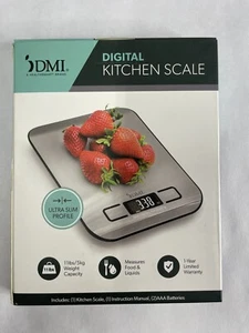 DMI | Digital Kitchen Scale | 11 lb Max | Measures Food & Liquid | Slim Profile - Picture 1 of 2