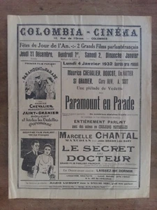Programme Cinema Colombes PARAMOUNT EN PARADE maurice CHEVALIER  1932 - Imagen 1 de 1