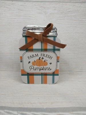 New! "Farm Fresh Pumpkins" Plaid Fall Mason Jar Wood Sign Autumn Thanksgiving  Foto 1 de 4