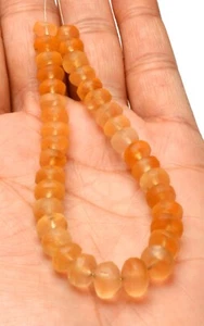 Natural Citrine Gemstone 7 to 9 mm Matte Finish Rondelle Shape Beads 8" Strand - Picture 1 of 5