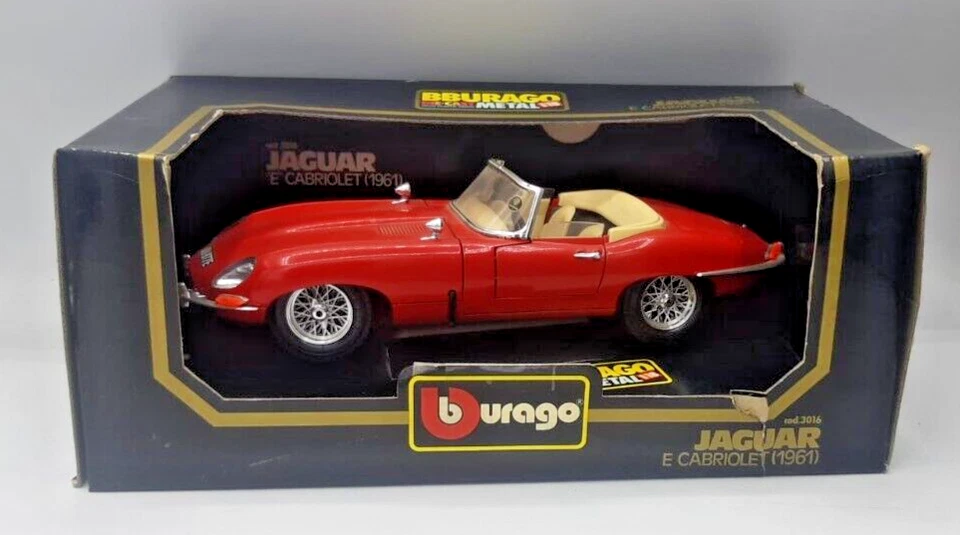 Bburago B Burago 1/18 Jaguar cabriolet E 1961 ROSSA DIE CAST BOX Gd24 - Immagine 1 di 1