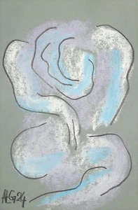 "betrauern" pastel, chalk on paper 23 cm by Prof. em. Andreas Loeschner-Gornau - Picture 1 of 1
