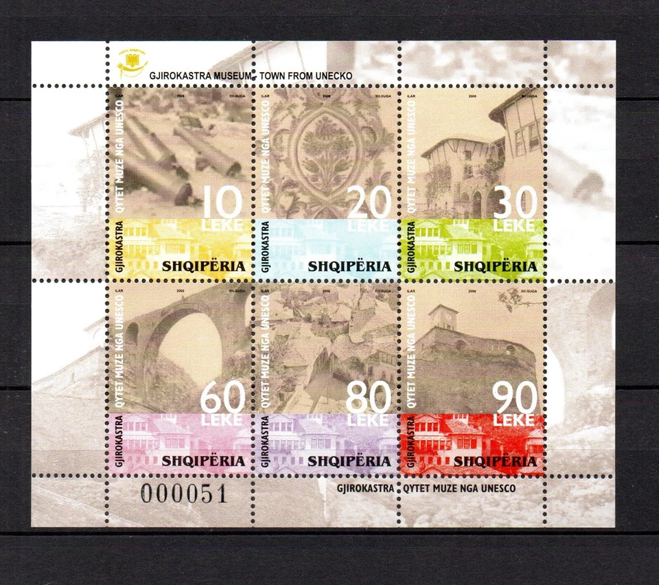 Folha de selos da UNESCO da Albânia 2007 (Bloco Michel 165) MNH - Imagem 1 de 1