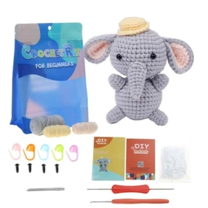 Cute Elephant Crochet Kits DIY Crochet Starter Kits IncludeCrochet Hook, Yarns - Bild 1 von 8