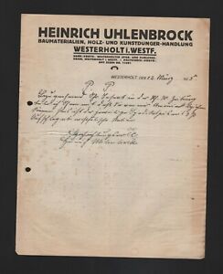 WESTERHOLT, list 1925, Heinrich Uhlenbrock Materiały budowlane Drewno-Sztuczny nawóz-Ręczny