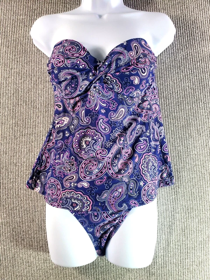 Traje de baño Converse One Star de dos piezas para mujer mediano azul cachemir púrpura sin mangas Foto 1 de 4