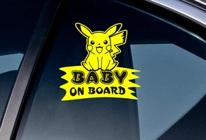 Funny Pokemon Baby On Board Vinyl Sticker Decal Child Kids Car Window Safety Yel - Picture 1 of 2