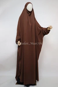 One Piece Full Length Pockets Jilbab Overhead Muslim Prayer Dress Copper - Picture 1 of 5