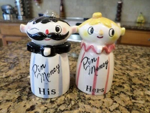 Vintage 1950s Retro His & Hers PIN Money Banks W/ Stoppers MINT - Picture 1 of 12