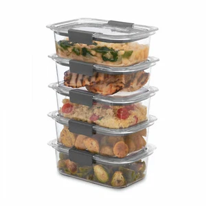 Clear Plastic 3.2 Cup Food Storage Container 5 Pcs W/ Lid Dishwasher Safe No-BPA - Picture 1 of 5