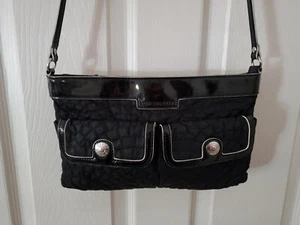 VERA BRADLEY CROSSBODY PURSE BAG "CLASSIC BLACK" QUILTED W/PATENT TRIM - Picture 1 of 12