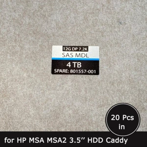 20 Stck. K2Q82A 801557 MSA 4TB SAS 3,5" HDD Caddy Fach Etikett Aufkleber für HPE - Bild 1 von 1