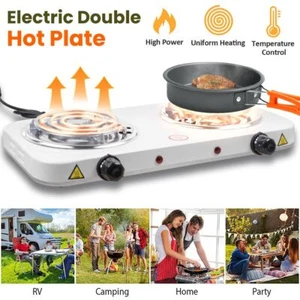 Electric Double Burner Cooking Hot Plate Cooktop Portable Countertop Stove - Picture 1 of 12