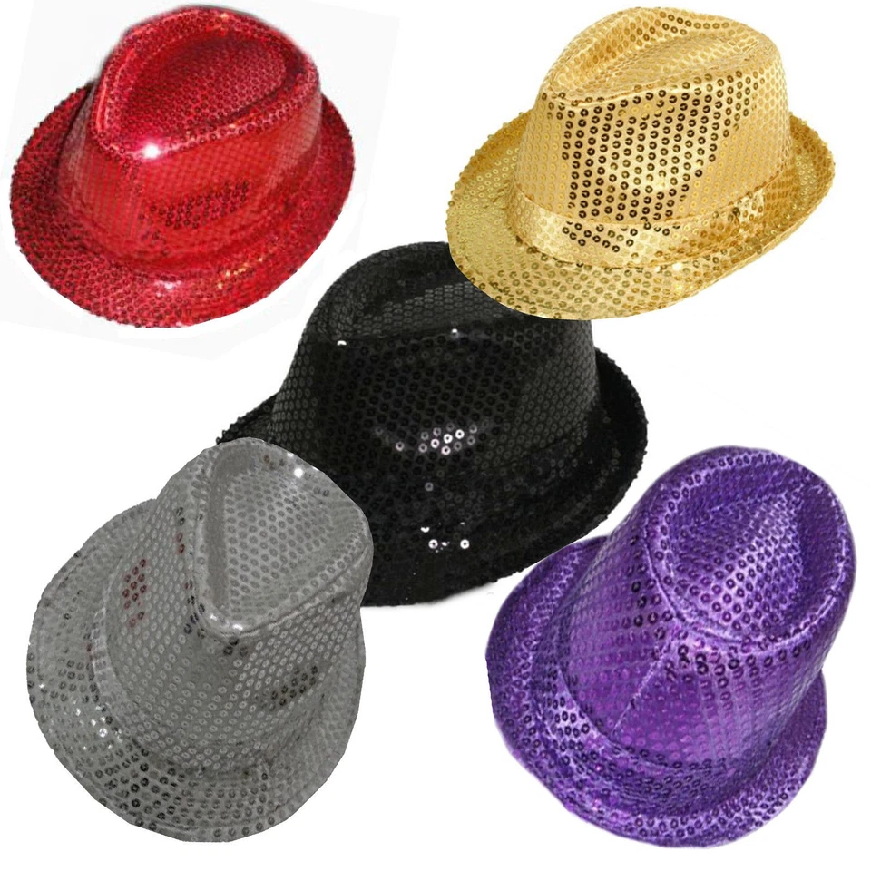 Hombres Damas Sombreros Brillo Lentellera Sombrero Niños Niñas Fiesta Jazz Elegante Vestido Fiesta Gorra Foto 1 de 1