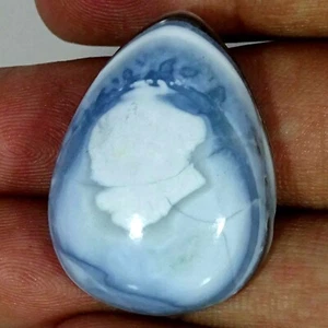57.40 Cts Pear Blue Opal Eye Cabochon Astrology Gemstone Natural 25X34X11MM - Picture 1 of 6