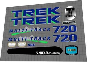 1990 Trek 720 Multi Track blue green DECAL SET - Picture 1 of 1