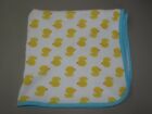 Gerber White Yellow Aqua Blue Thermal Cotton Waffle Weave Duck Baby Blanket 