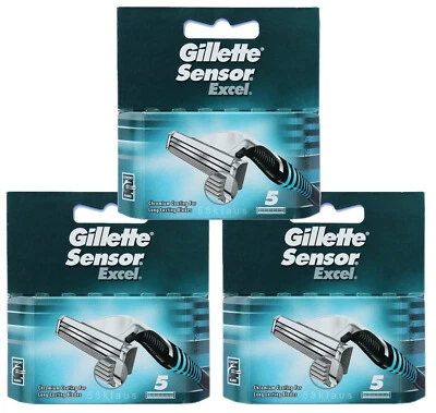 15 Gillette Sensor Excel Rasierklingen 3x 5er Pack  = 15 Stück Klingen - Bild 1 von 2