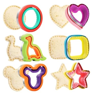 6 Pack Sandwich Cutters Cookie Cutters Sandwich Maker Bread Pancake Maker Lun... - Picture 1 of 7